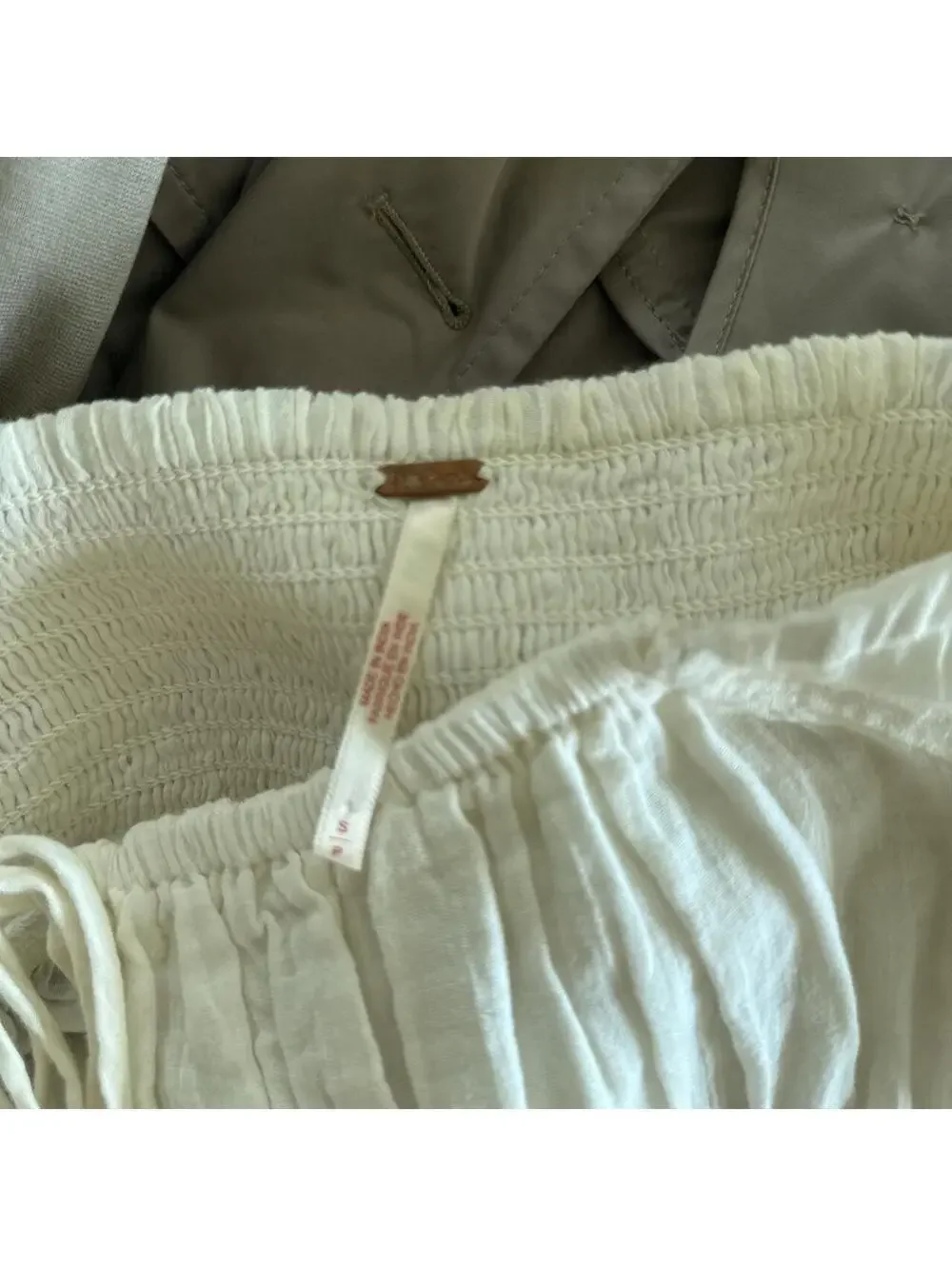 Free People Gauze Square Neck Peplum Blouse in Cream